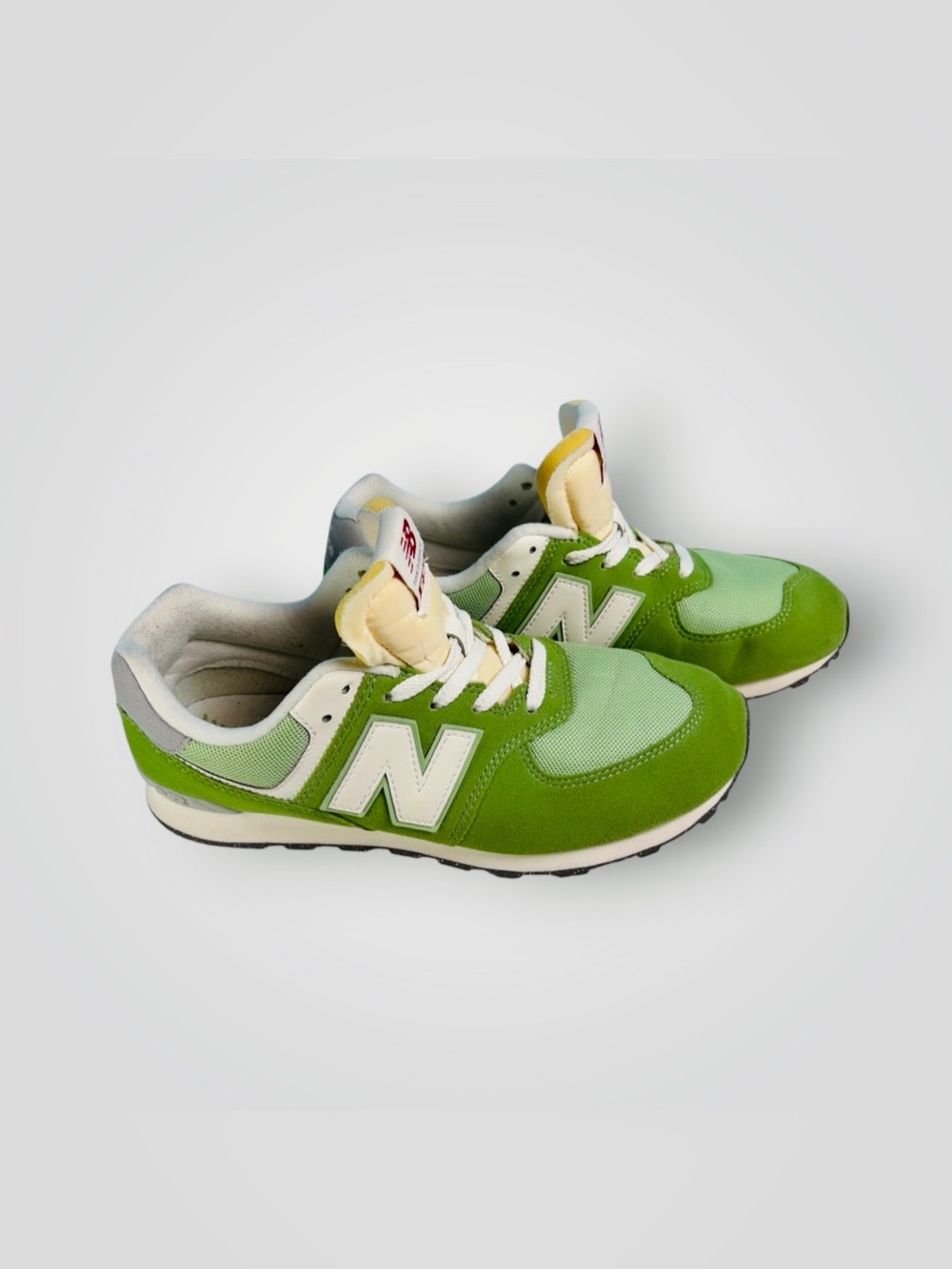 Men's New Balance 574 Classics Lime Green White Casual Athletic Sneaker Sz 6.5